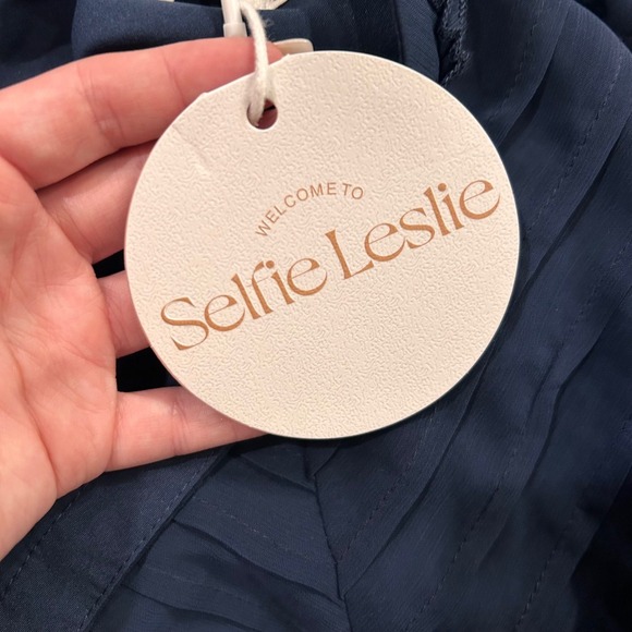 Selfie Leslie Navy Lark Ruffle Neck Pleated Party Cocktail XS - Picture 11 of 13